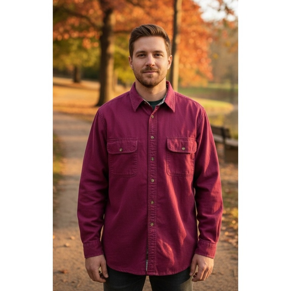 Scandia Woods Plaid Flannel Lined Button Up Shirt Men's Size‎ L Workwear Outdoor